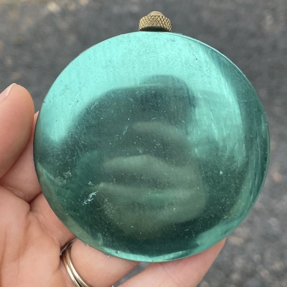 2 3/4" Reflective Blue Green Teal CLOCK PARTS Pendulum Bob 20th C. VINTAGE - Picture 6 of 9